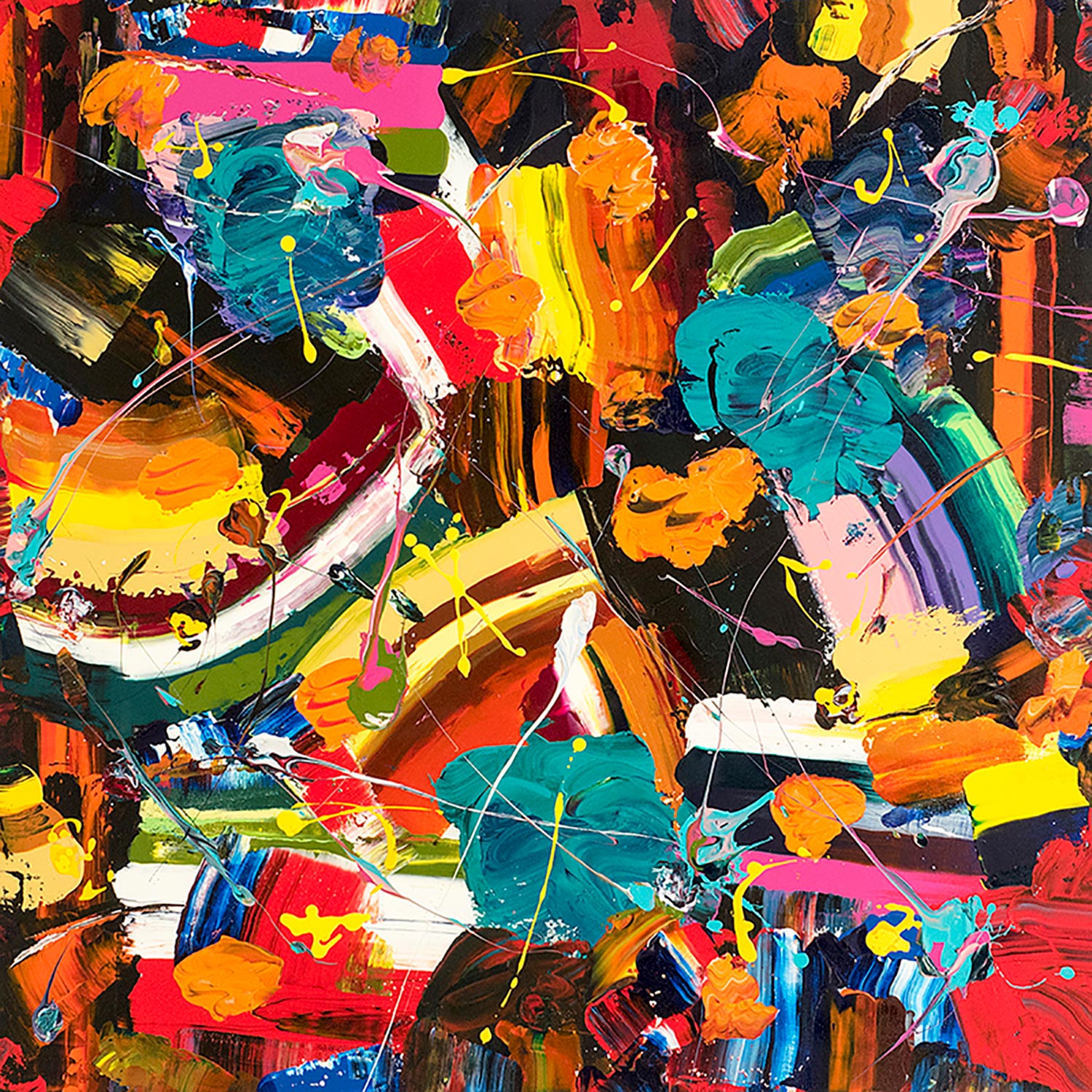Flowering Inferno, acrylic on canvas, 90 cms x 90 cms
